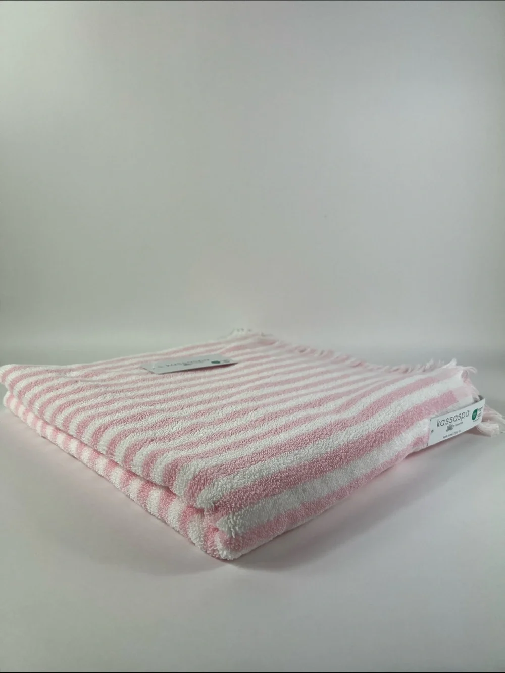 Kassaspa Pink & White Striped Turkish Bath Towel Soft Cotton Plush 1 Pc NEW